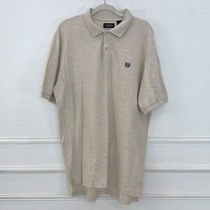 Chaps Mens XL Beige Heathered Short‎ Sleeve Collared Polo Shirt Embroidered Logo